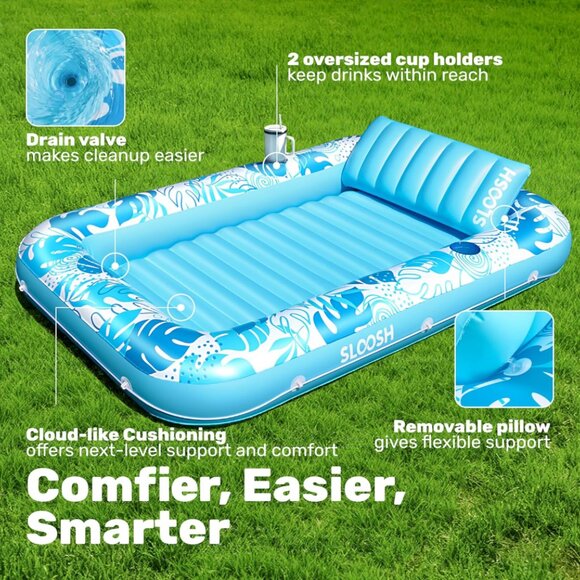 SLOOSH Inflatable Lounger Float, 85" x 57" Extra Large Pool Floats | NIB | - Picture 8 of 12